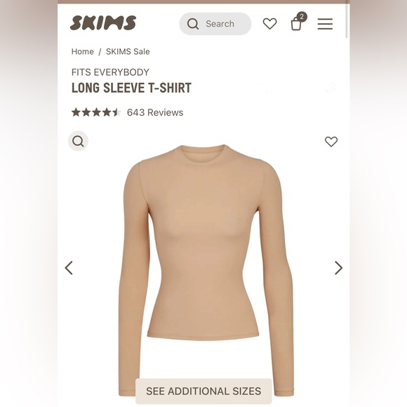SKIMS Tops - SKIMS FITS EVERYBODY SIZE SMALL IN CLAY LONG SLEEVE TSHIRT NEW WITHOUT TAGS